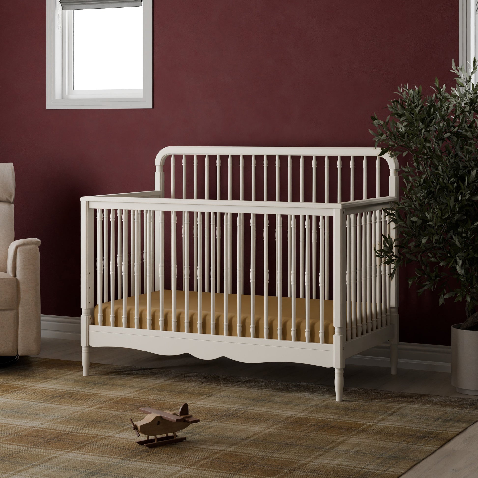 M7141RW,Liberty 4-in-1 Convertible Spindle Crib in Warm White