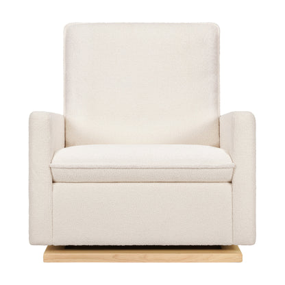 M20984CSHLB,Cali Pillowback Chair and a Half Glider in Chantilly Fleece w/ Light Wood Base