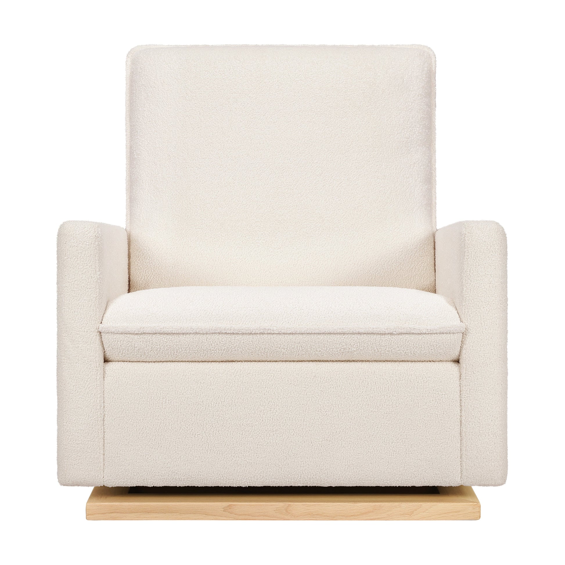 M20984CSHLB,Cali Pillowback Chair and a Half Glider in Chantilly Fleece w/ Light Wood Base