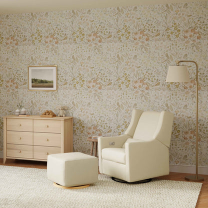 M26385PCMEWLB,Kiwi Gliding Ottoman in Performance Cream Eco-Weave w/ Light Wood Base