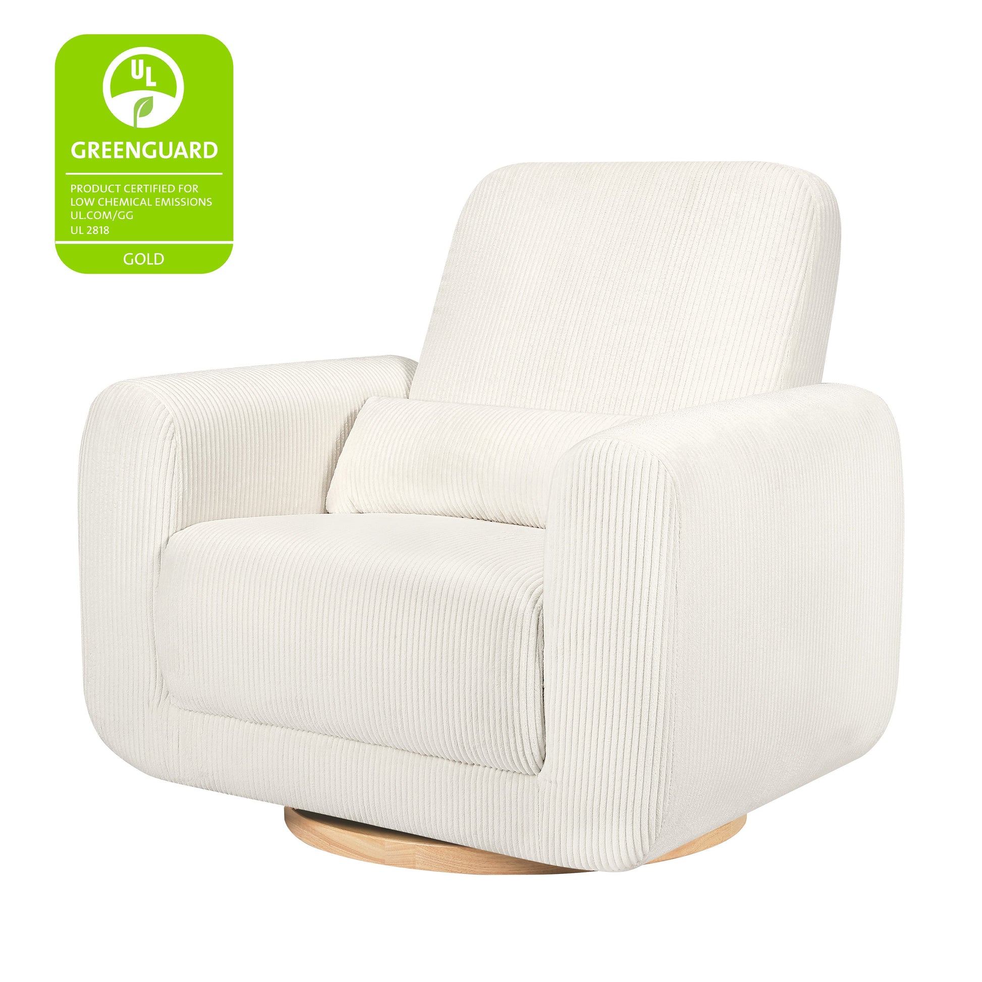 M10287YCLB,Tuba Glider in Ivory Corduroy with Light Wood Base