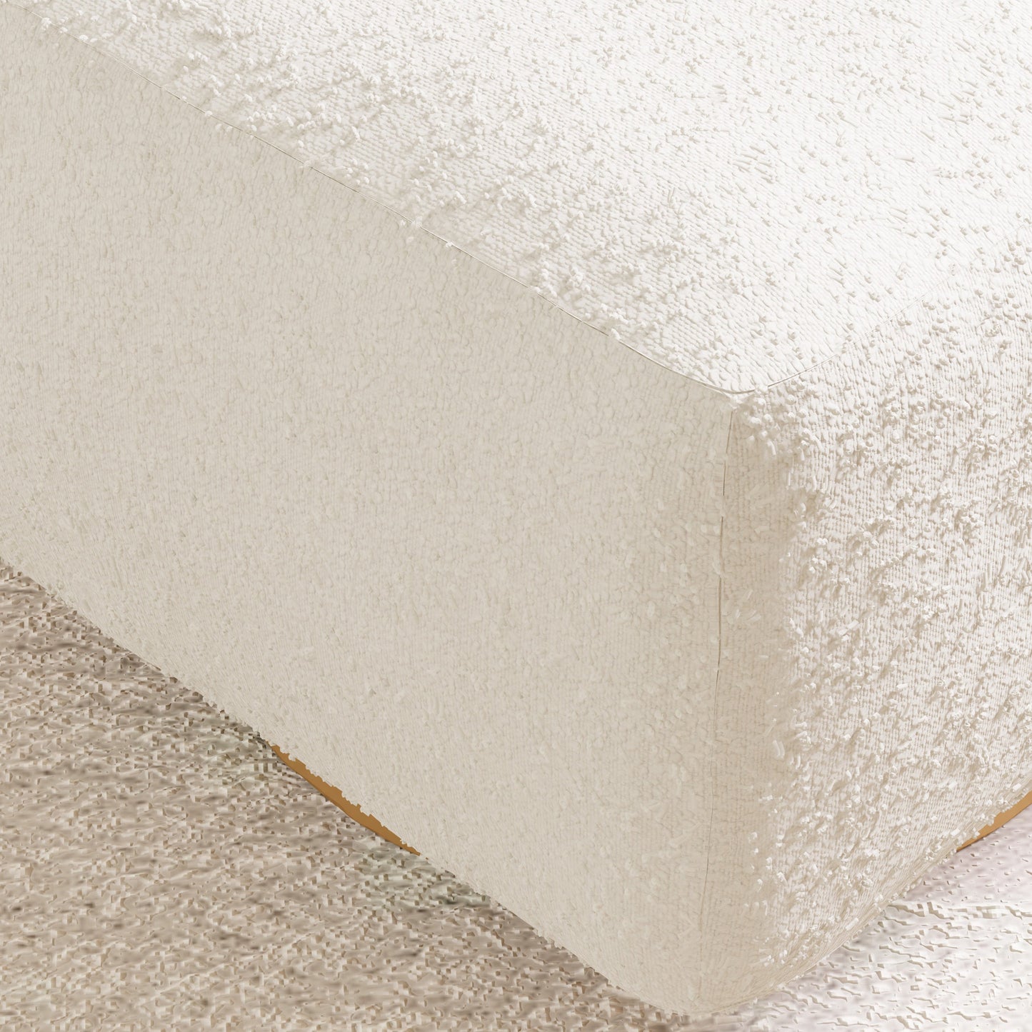 M26385WBG,Kiwi Gliding Ottoman in Ivory Boucle w/ Gold Base