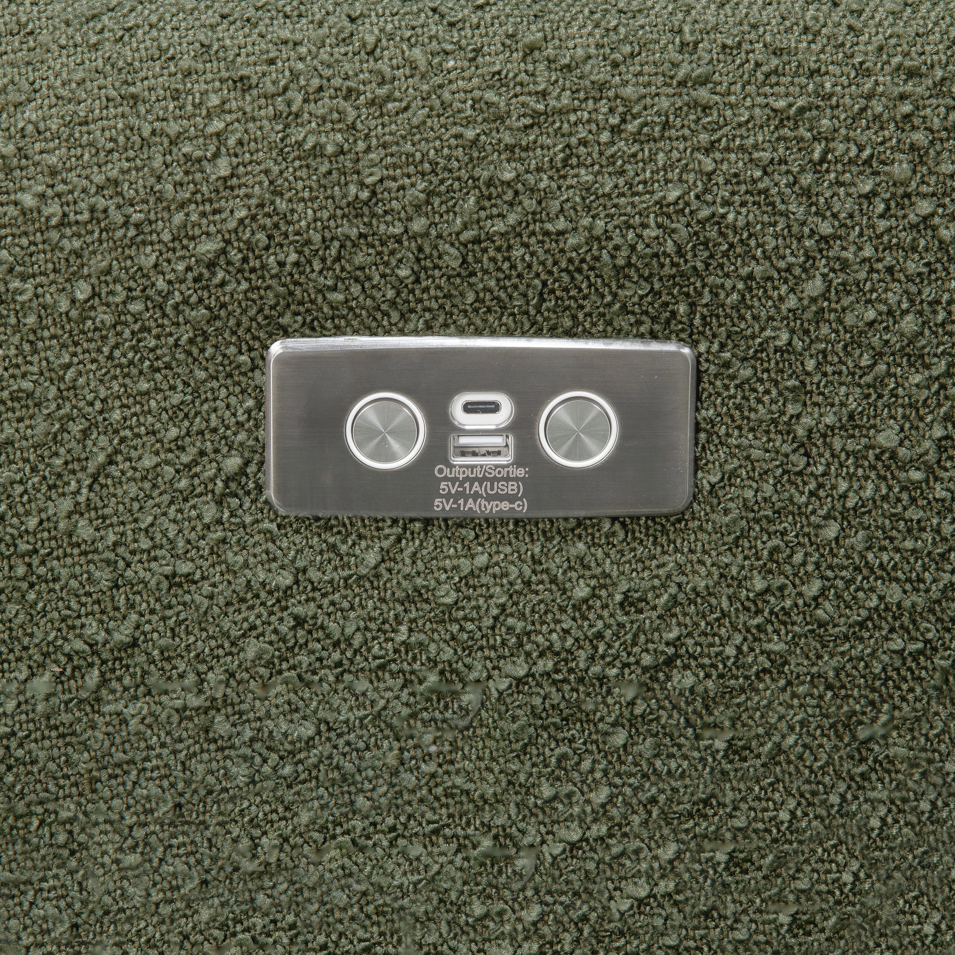 M11288OBLB,Kiwi Glider Recliner w/ Electronic Control and USB in Olive Boucle w/Light Wood Base