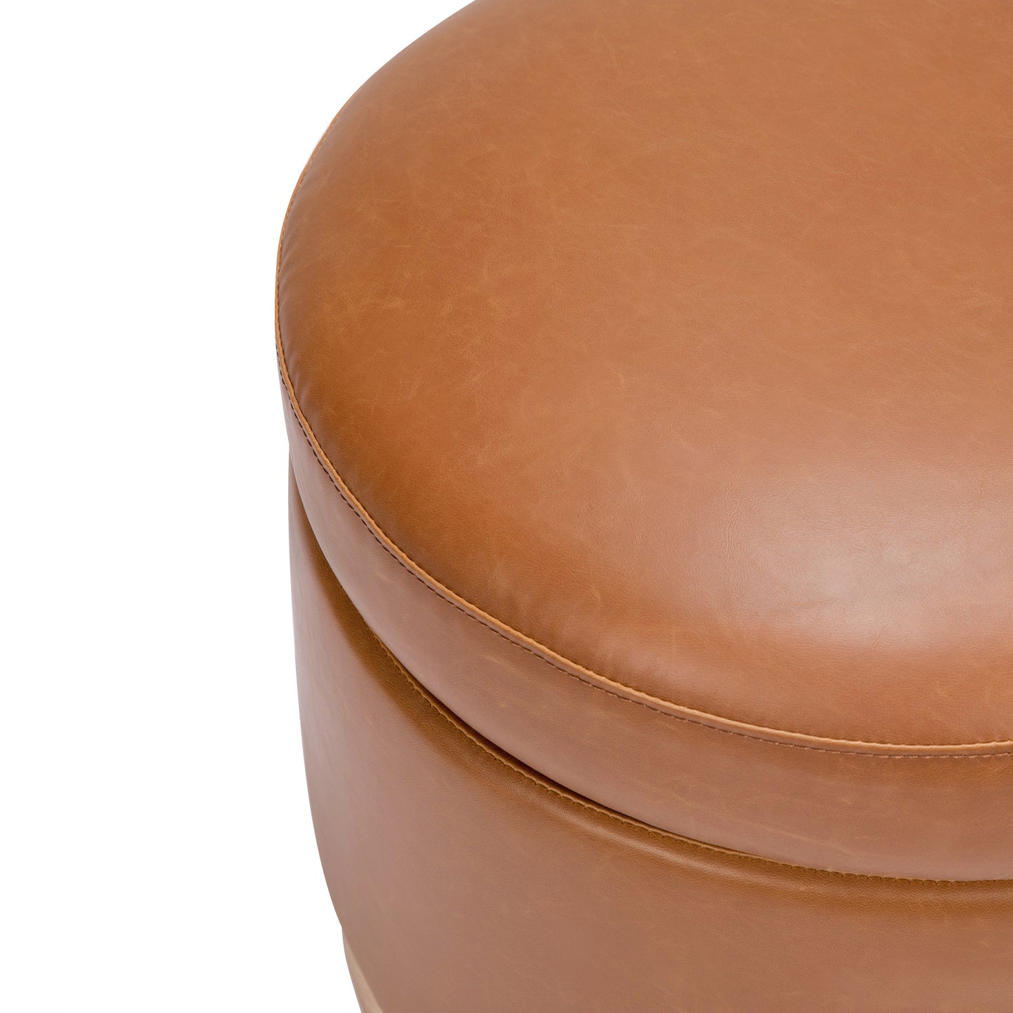M22885TANLB,Naka Storage Ottoman in Vegan Tan Leather w/ Light Wood Base