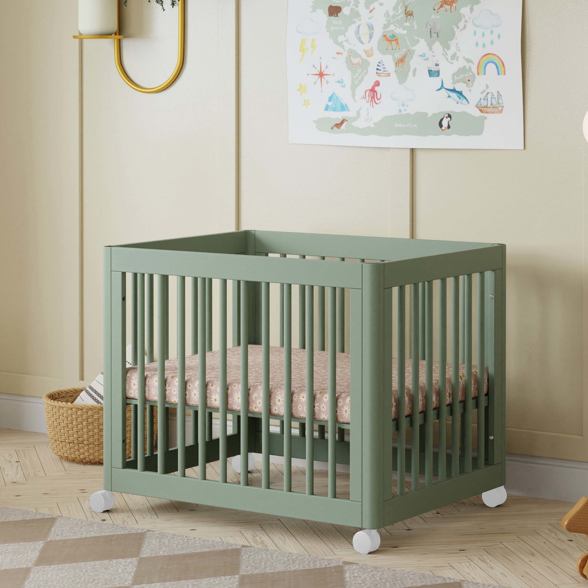 M23401LS,Yuzu 8-in-1 Convertible Crib w/All-Stages Conversion Kits in Light Sage