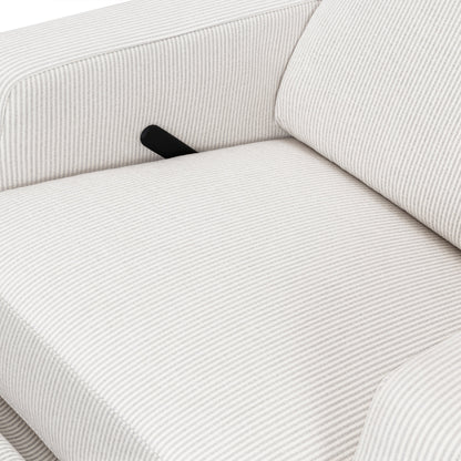 M22287FCSLB,Crewe Recliner and Swivel Glider in Fog Chatham Stripe Performance Eco-Weave w/LB