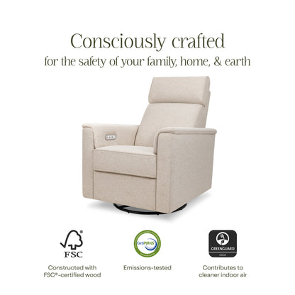 M17186PBEW,Willa Plus Power Glider Recliner w/ Power Headrest in Performance Beach Eco-Weave