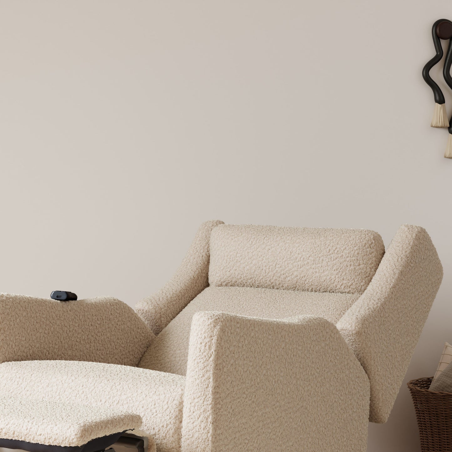 M11283AT,Kiwi Deluxe Power Glider Recliner w/Heat&Massage in Almond Teddy Loop