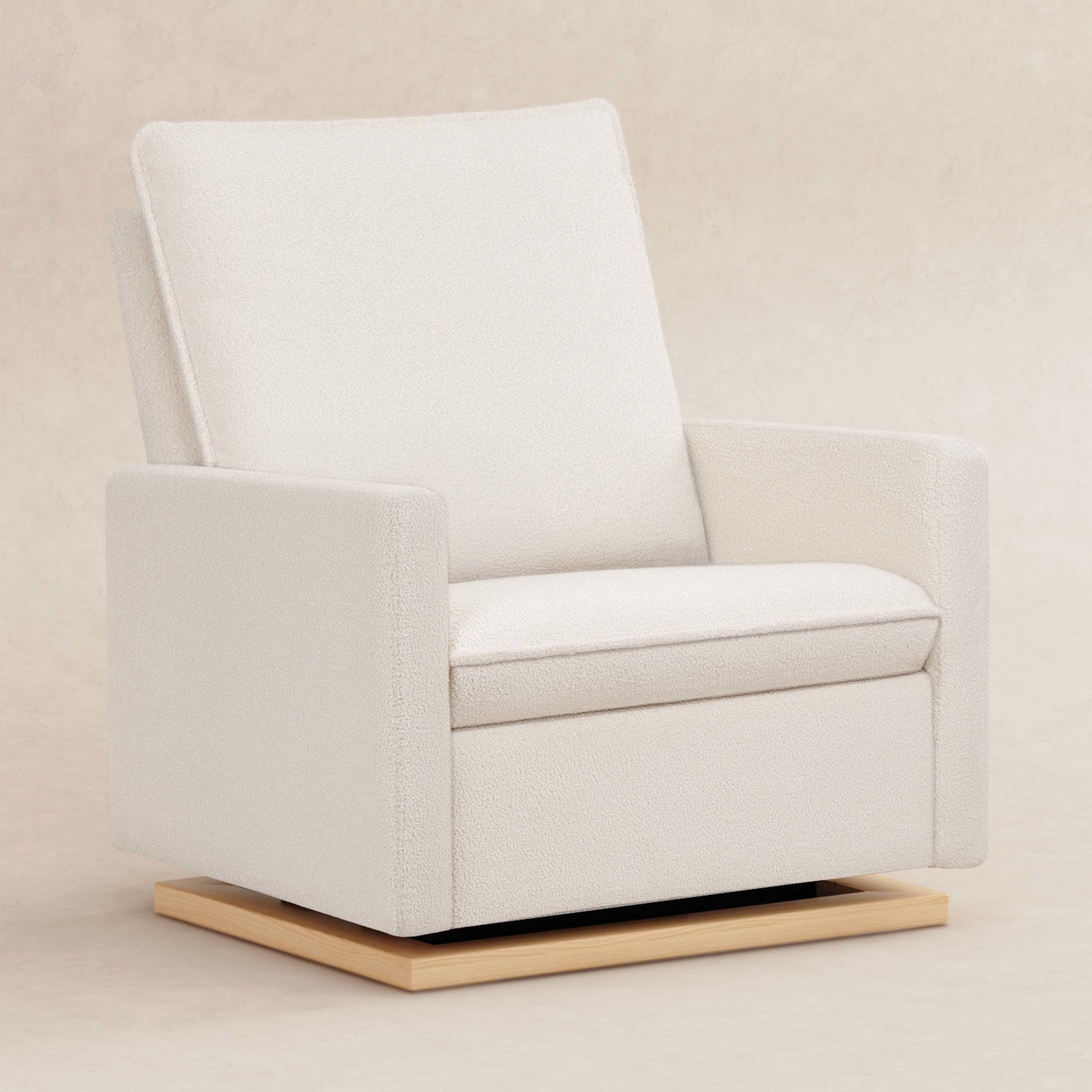 M20984CSHLB,Cali Pillowback Chair and a Half Glider in Chantilly Fleece w/ Light Wood Base