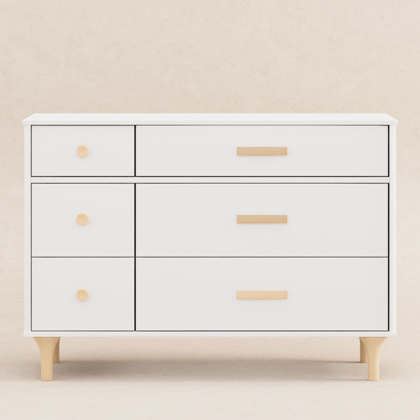 M9016WN,Lolly 6-Drawer Double Dresser  Assembled in White/Natural