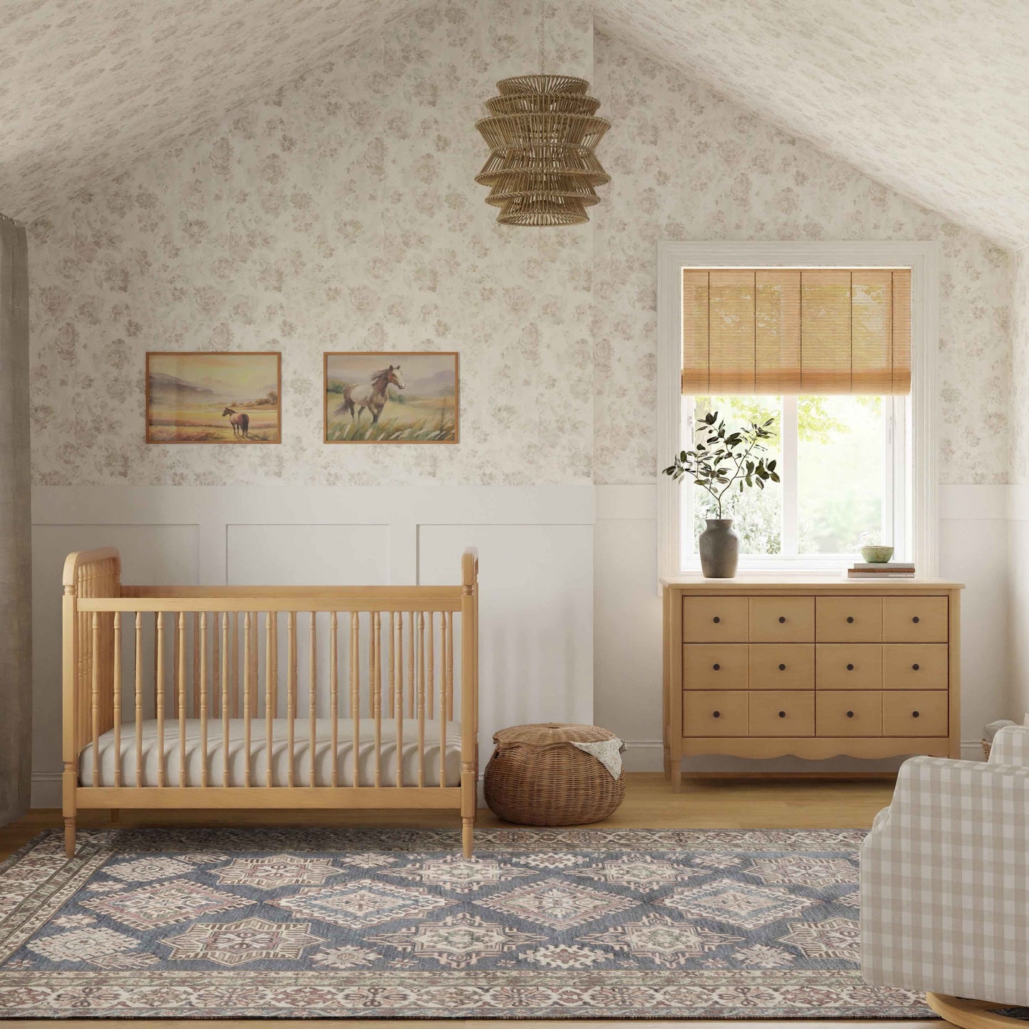 M7101HY,Liberty 3-in-1 Convertible Spindle Crib w/Toddler Bed Conversion Kit in Honey