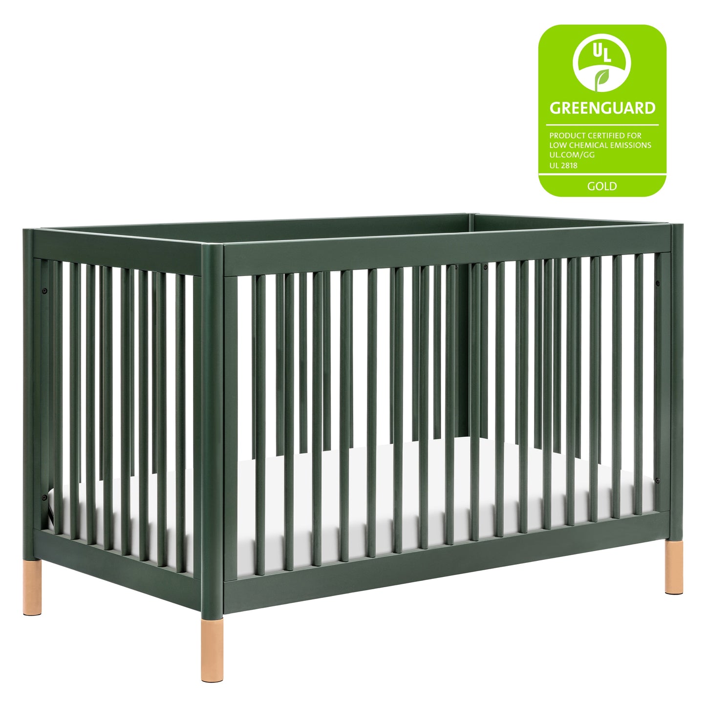 M12901FRGRBE,Gelato 4-in-1 Convertible Crib w/Toddler Bed Kit in Forest Green/Blonde Feet