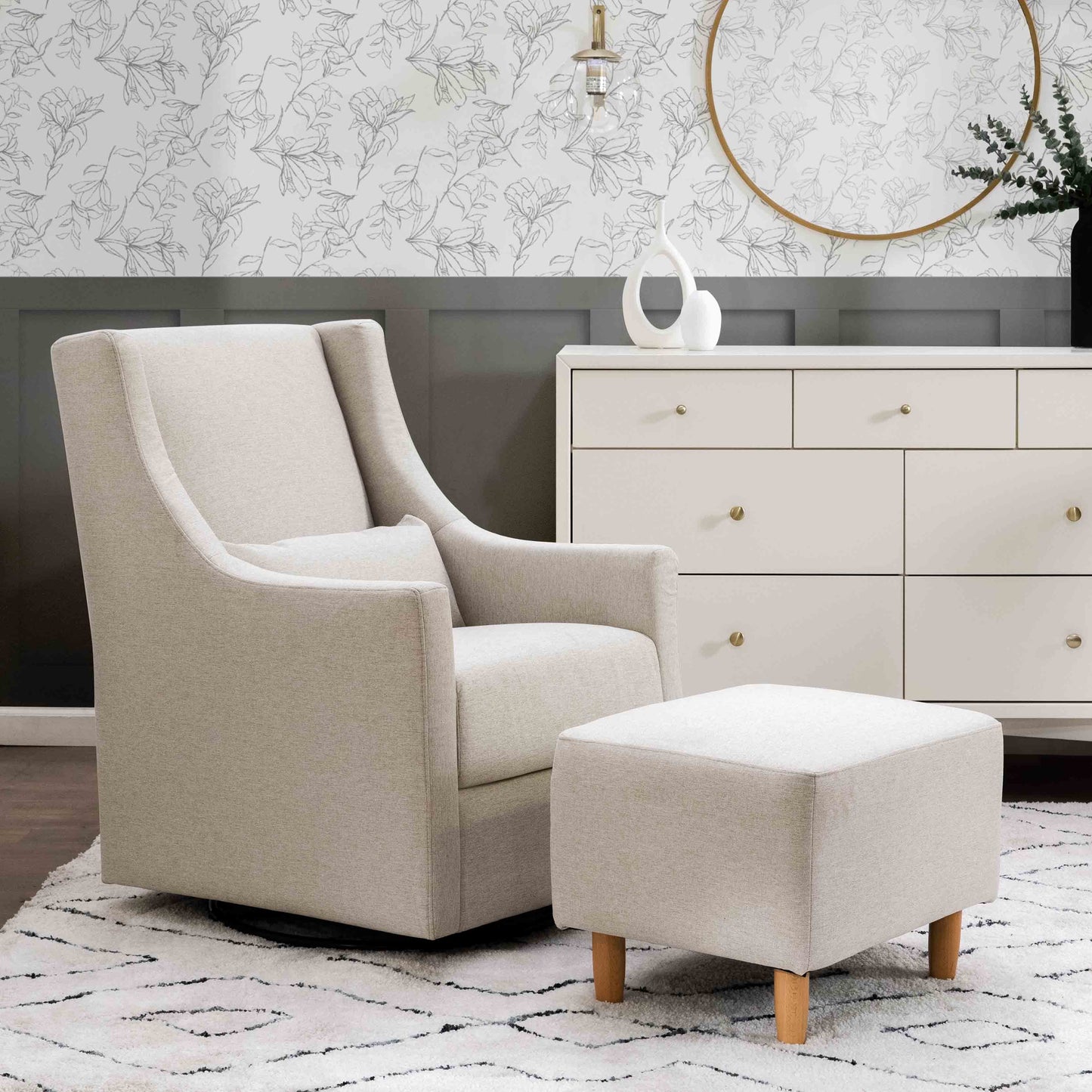 M11287PBEW,Toco Swivel Glider and Ottoman in Performance Beach Eco-Weave