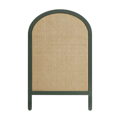 M25601FRGRNC,Bondi Cane 3-in-1 Convertible Crib w/ Toddler Bed Kit in Forest Green w/ Natural Cane