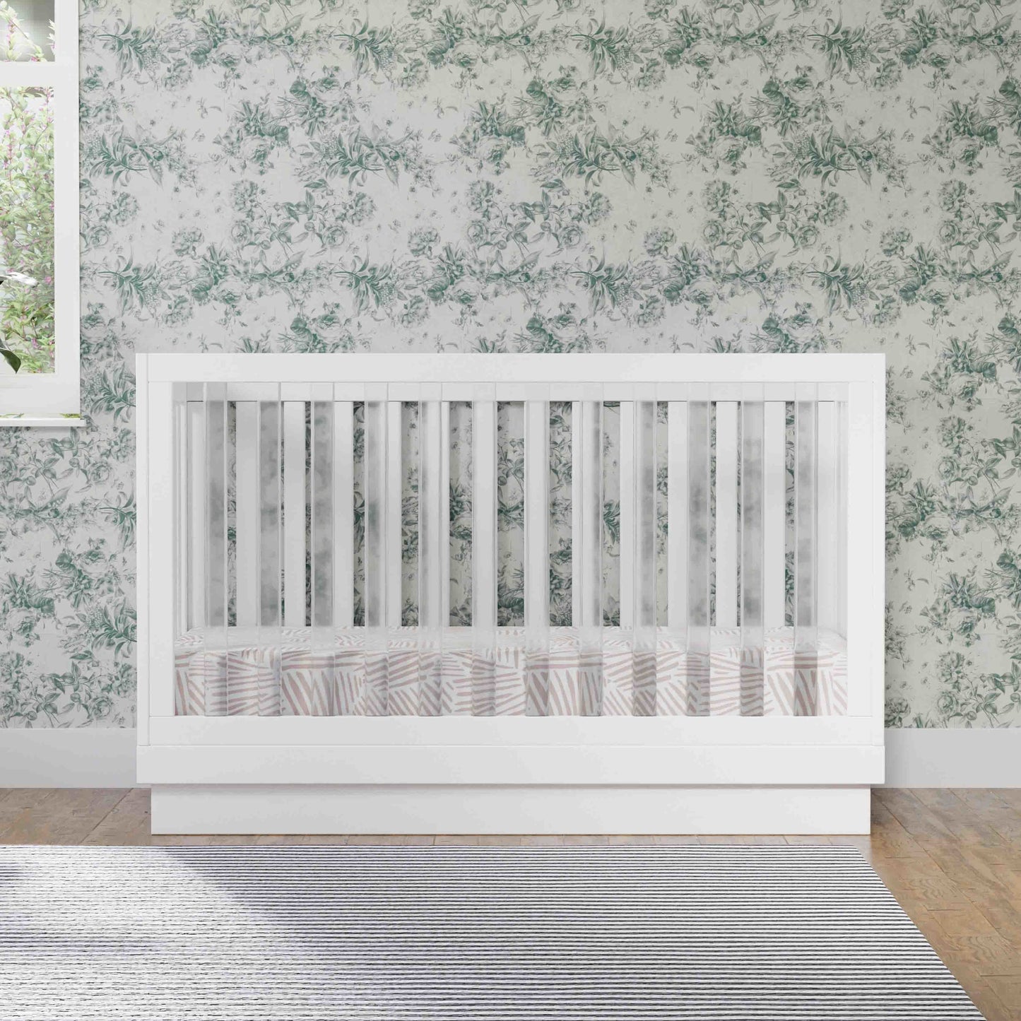 M8601KW,Harlow 3-in-1 Convertible Crib w/Toddler Bed Conversion Kit in White/Acrylic