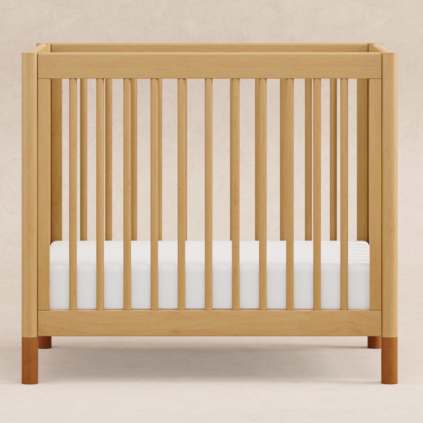 M12998HYVTL,Gelato 4-in-1 Convertible Mini Crib and Twin bed in Honey with Vegan Tan Leather Feet