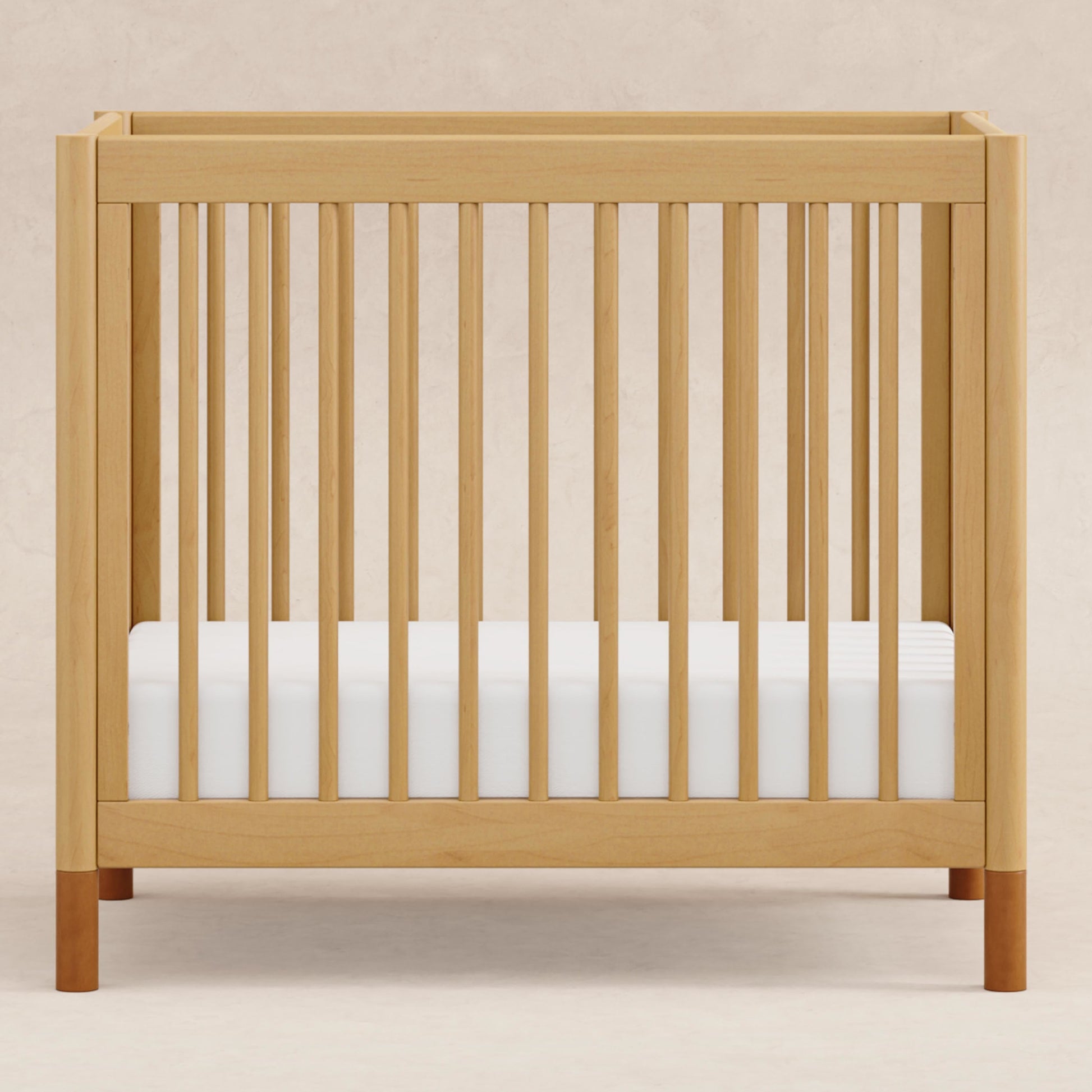 M12998HYVTL,Gelato 4-in-1 Convertible Mini Crib and Twin bed in Honey with Vegan Tan Leather Feet