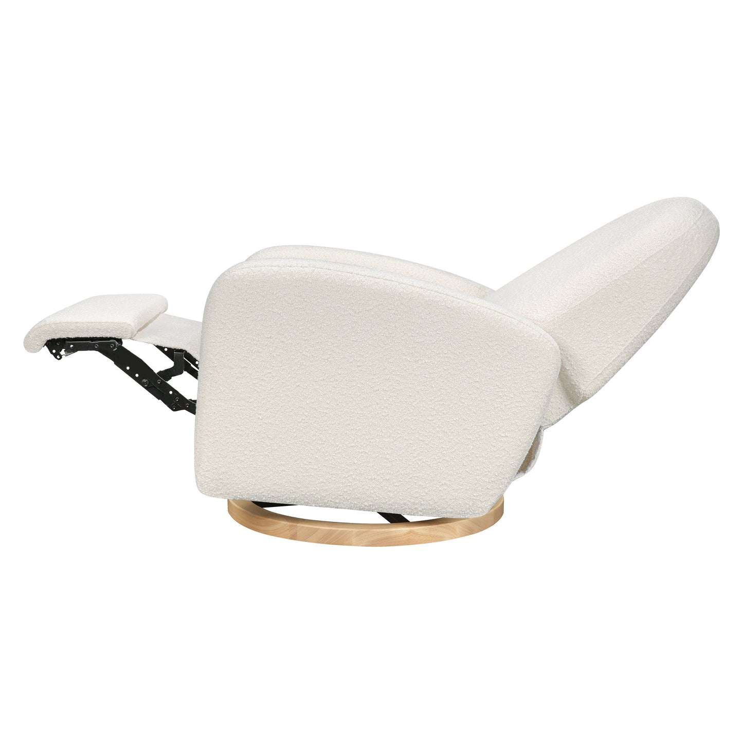 M23188WBLB,Nami Glider Recliner w/ Electronic Control and USB in Ivory Boucle w/Light Wood Base