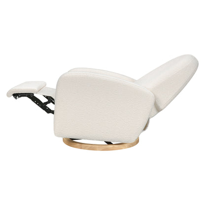 M23188WBLB,Nami Glider Recliner w/ Electronic Control and USB in Ivory Boucle w/Light Wood Base