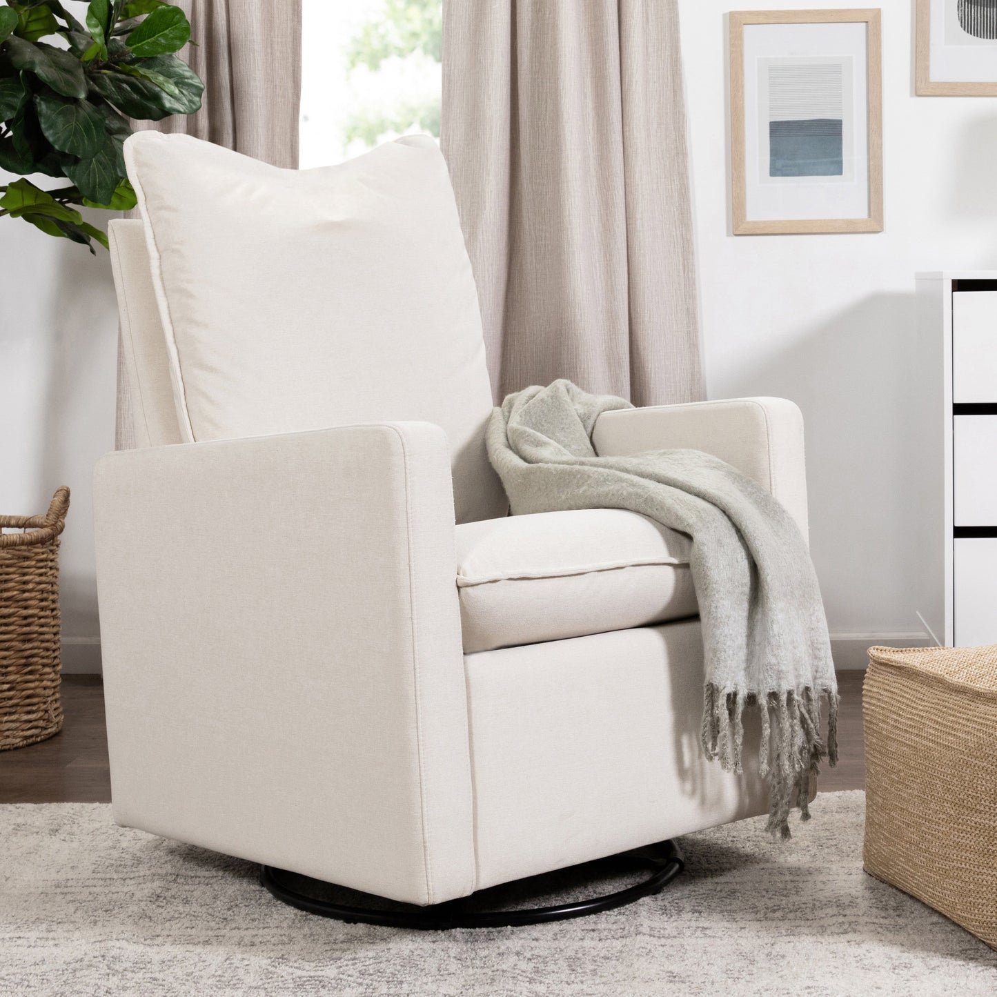 M20987PCMEW,Cali Pillowback Swivel Glider in Performance Cream Eco-Weave