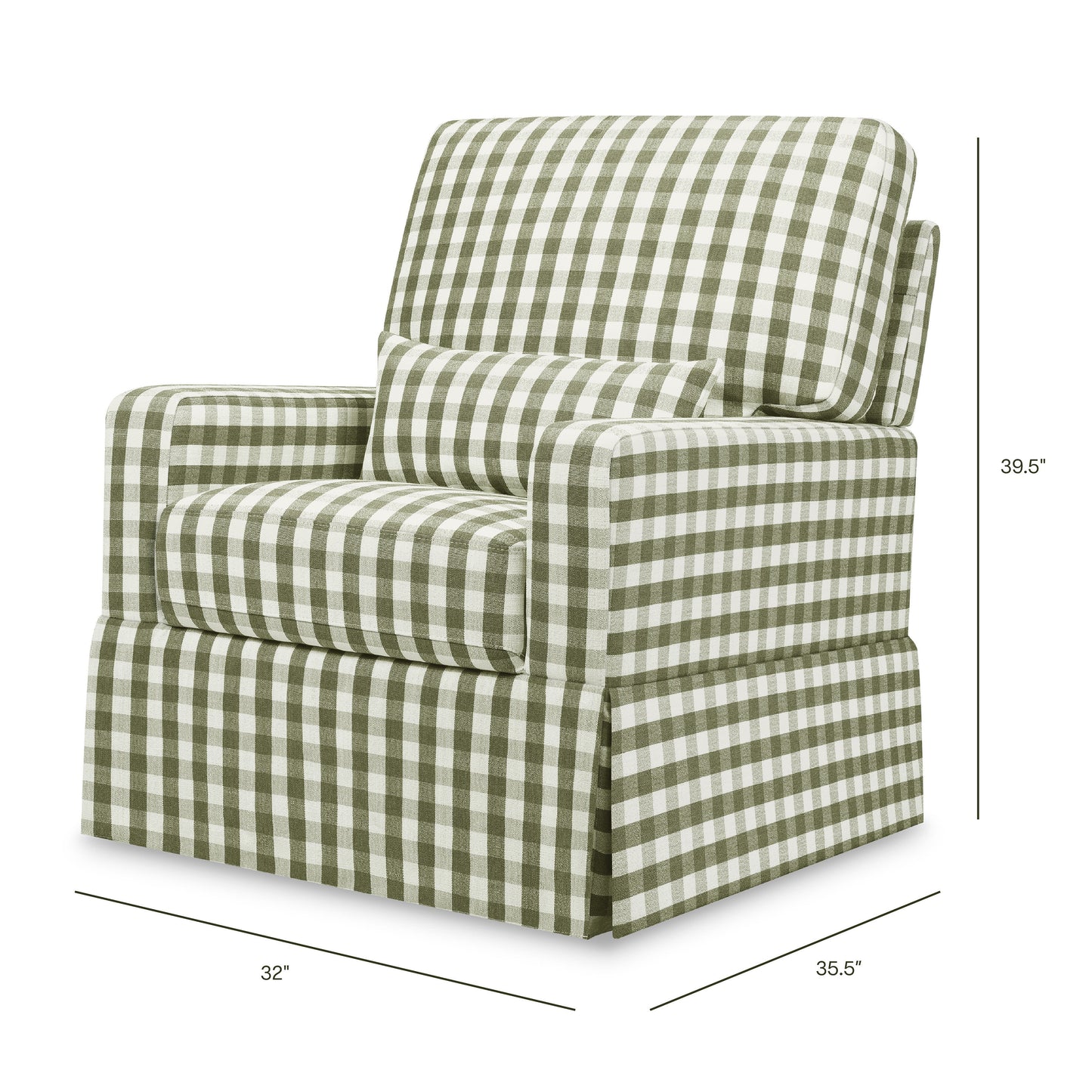 M21787GGH,Crawford Pillowback Comfort Swivel Glider in Moss Green Gingham