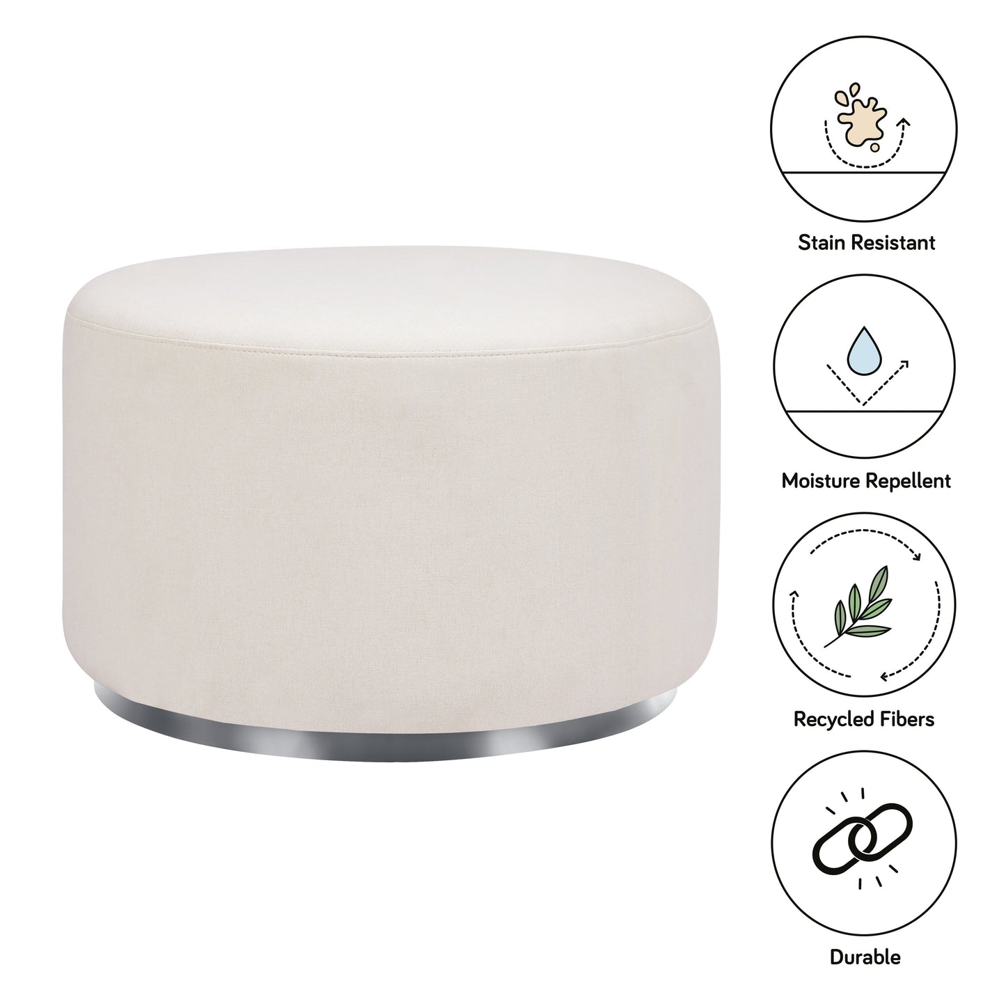 M10185PCMEW,Tuba Gliding Ottoman in Performance Cream Eco-Weave