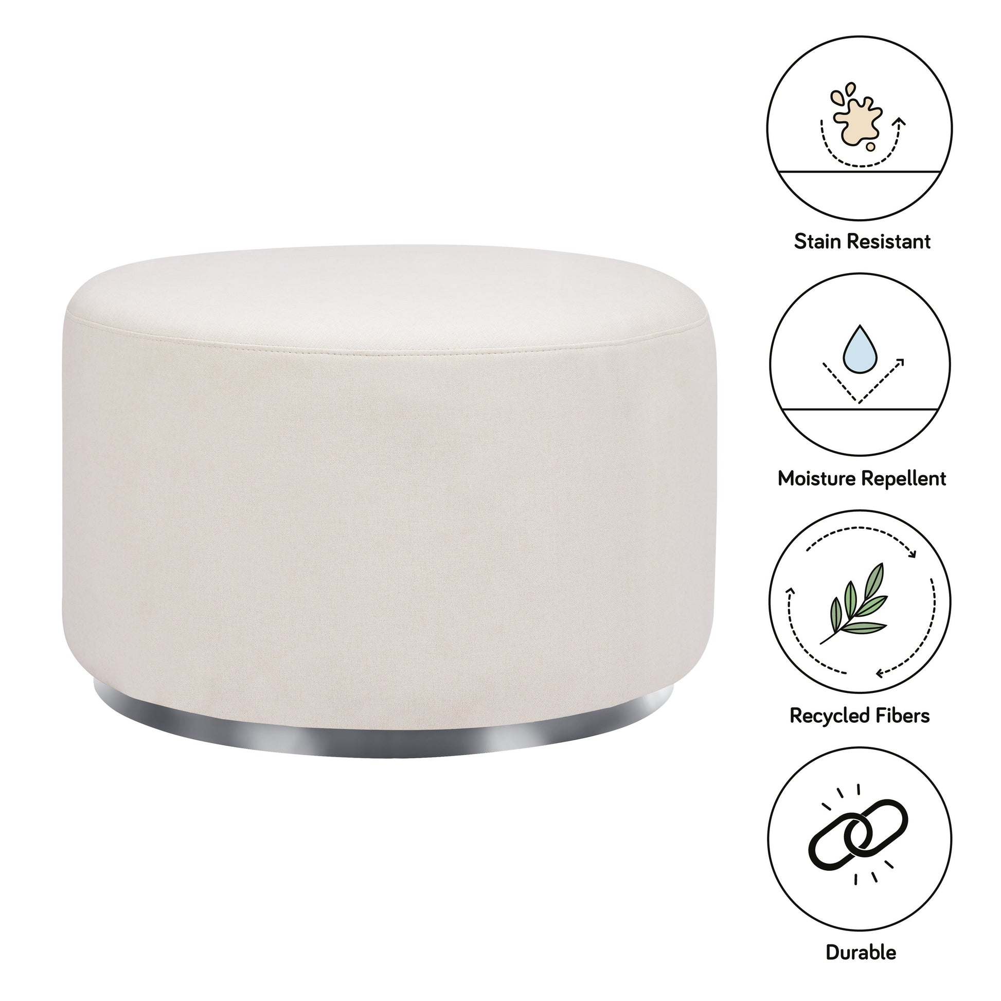 M10185PCMEW,Tuba Gliding Ottoman in Performance Cream Eco-Weave