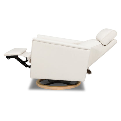 B17186PCMEWLB,Willa Plus Power Glider Recliner w/ Power Headrest in Performance Cream Eco-Weave w/Light Wood base