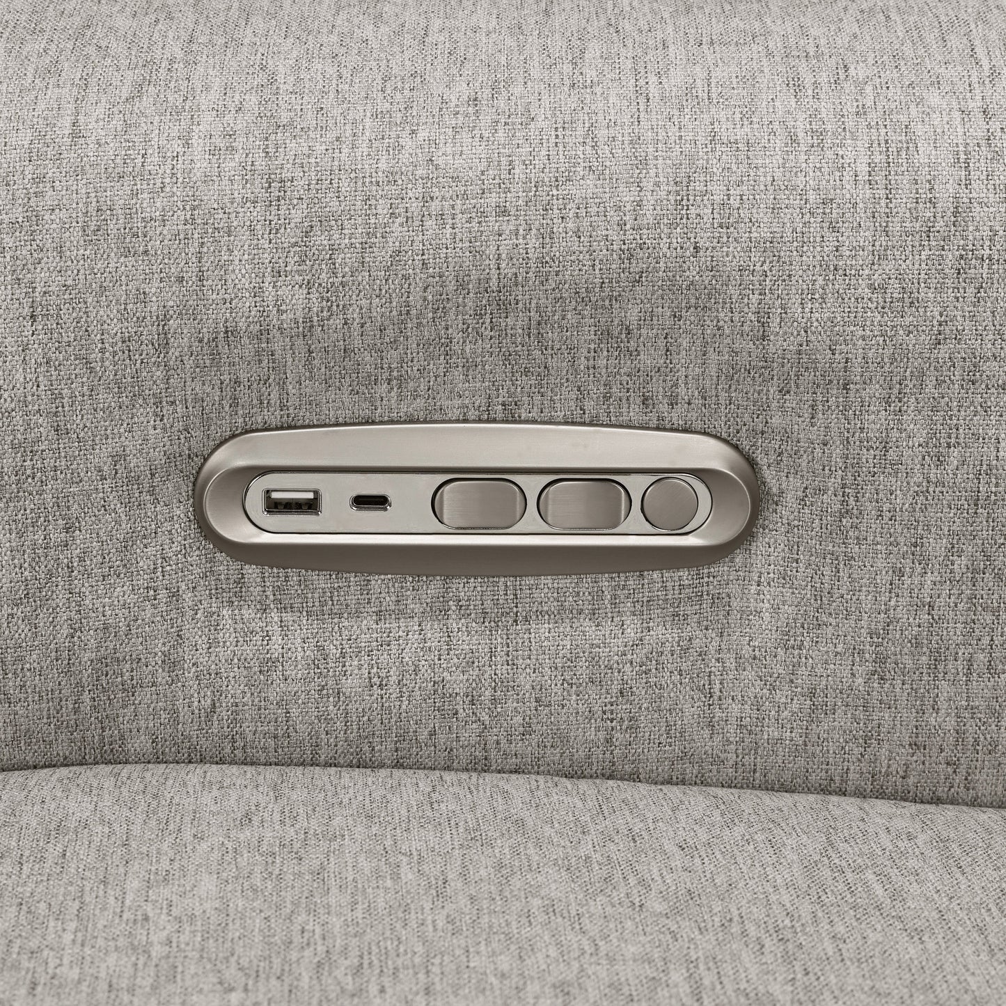 B17186PGEWLB,Willa Plus Power Glider Recliner w/ Power Headrest in Performance Grey Eco-Weave w/Light Wood Base