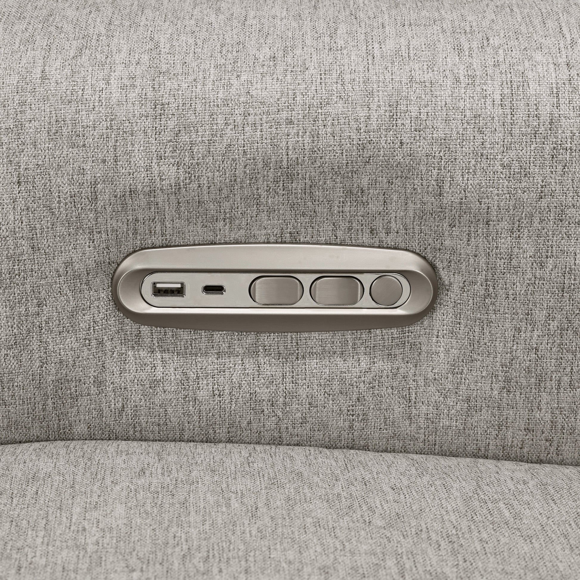 B17186PGEWLB,Willa Plus Power Glider Recliner w/ Power Headrest in Performance Grey Eco-Weave w/Light Wood Base