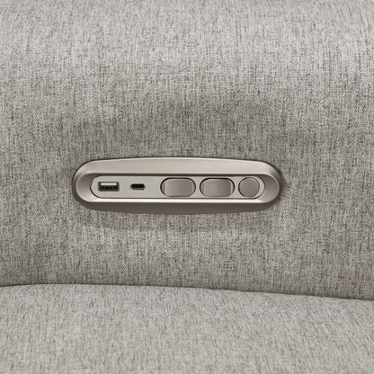 B17186PGEWLB,Willa Plus Power Glider Recliner w/ Power Headrest in Performance Grey Eco-Weave w/Light Wood Base