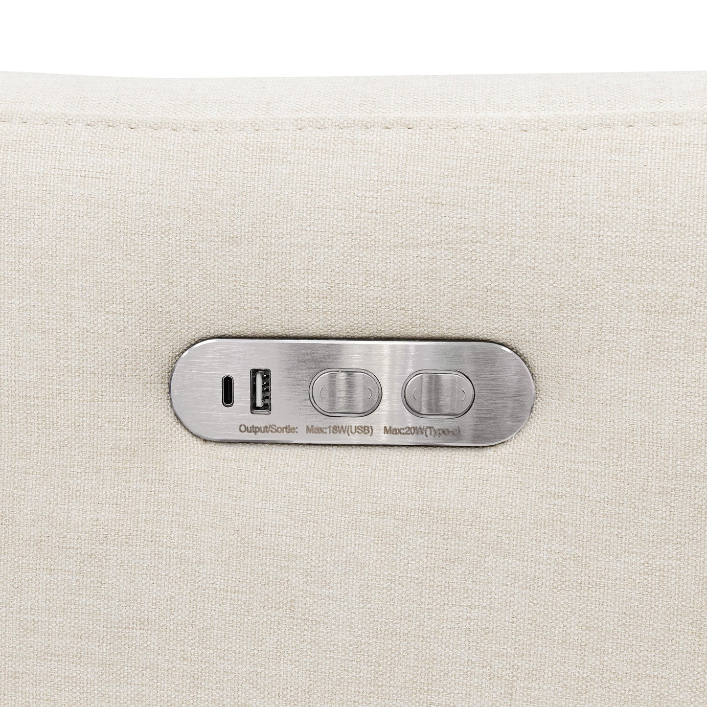 M11286PCMEW,Kiwi Plus Power Glider Recliner w/ Power Headrest in Performance Cream Eco-Weave