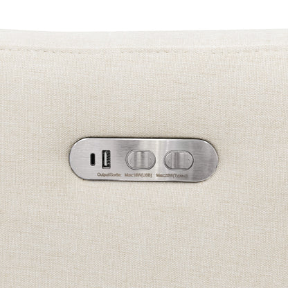 M11286PCMEW,Kiwi Plus Power Glider Recliner w/ Power Headrest in Performance Cream Eco-Weave