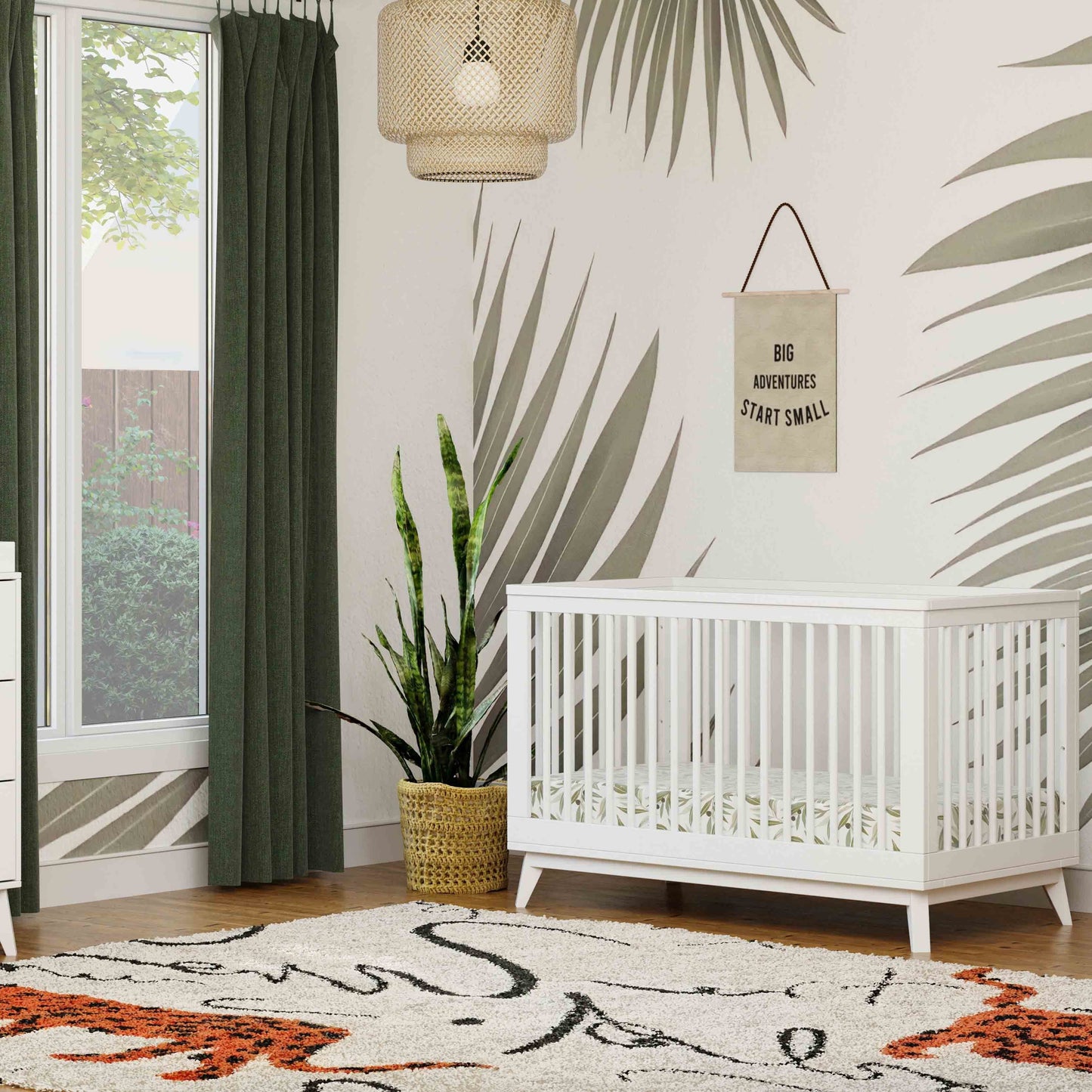 M5801W,Scoot 3-in-1 Convertible Crib w/Toddler Bed Conversion Kit in White