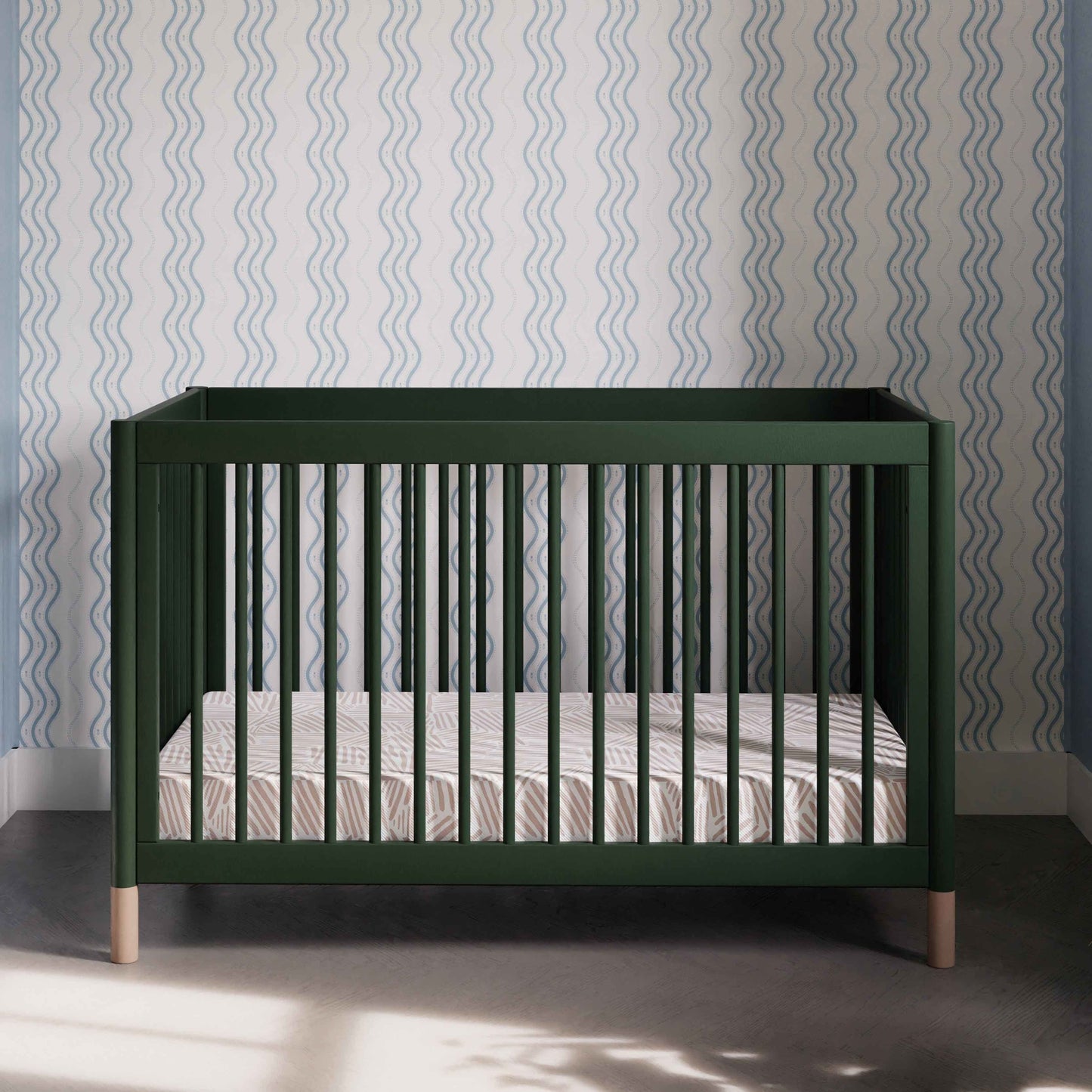 M12901FRGRBE,Gelato 4-in-1 Convertible Crib w/Toddler Bed Kit in Forest Green/Blonde Feet