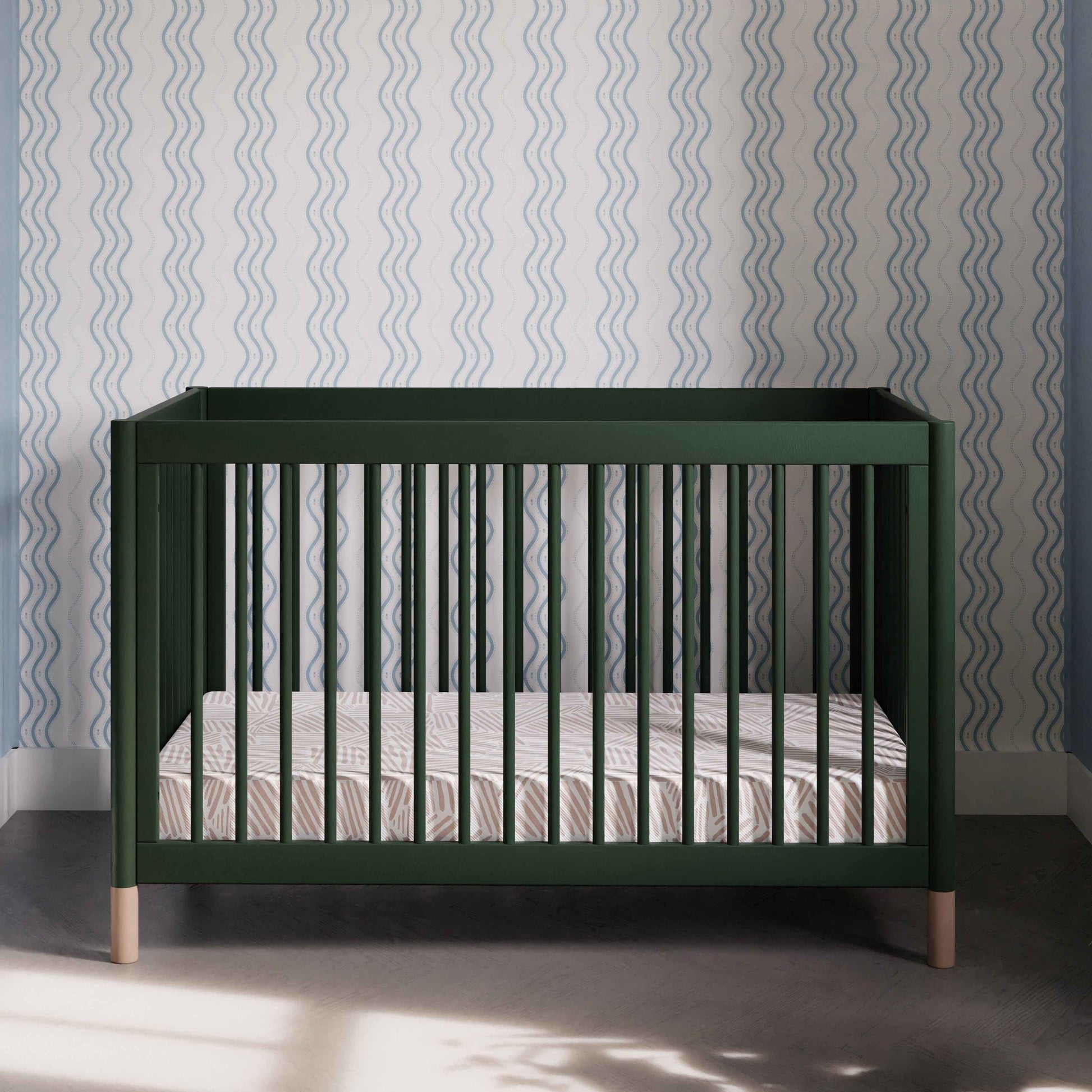 M12901FRGRBE,Gelato 4-in-1 Convertible Crib w/Toddler Bed Kit in Forest Green/Blonde Feet