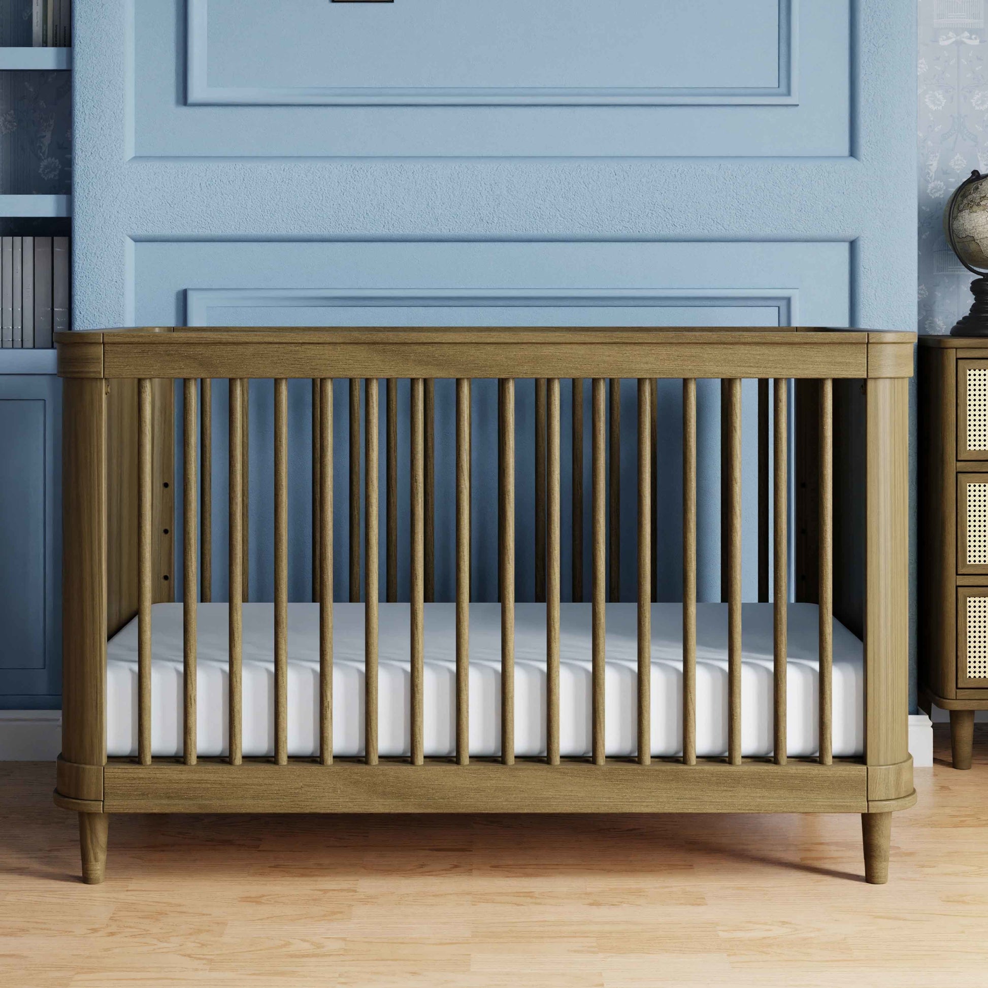 M23701NLBC,Marin with Cane 3-in-1 Convertible Crib in Natural Walnut and Blonde Cane