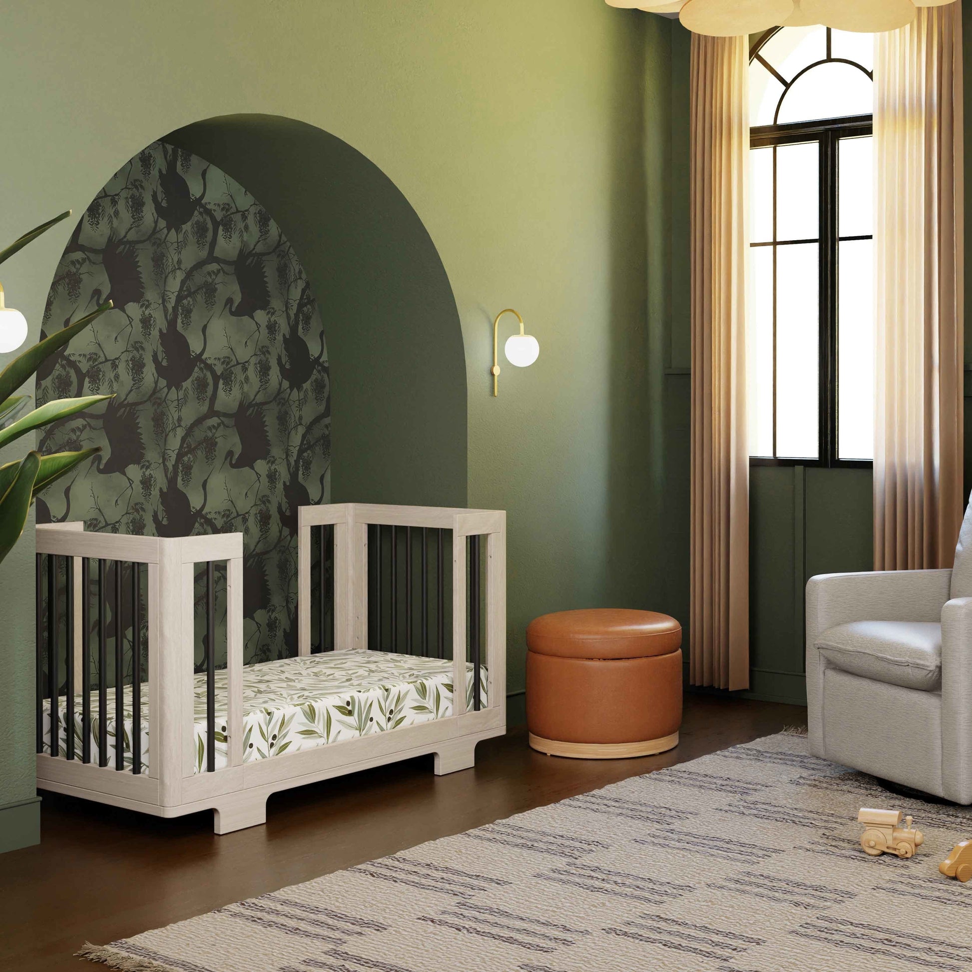 M23401NXB,Yuzu 8-in-1 Convertible Crib w/All-Stages Conversion in Washed Natural/Black