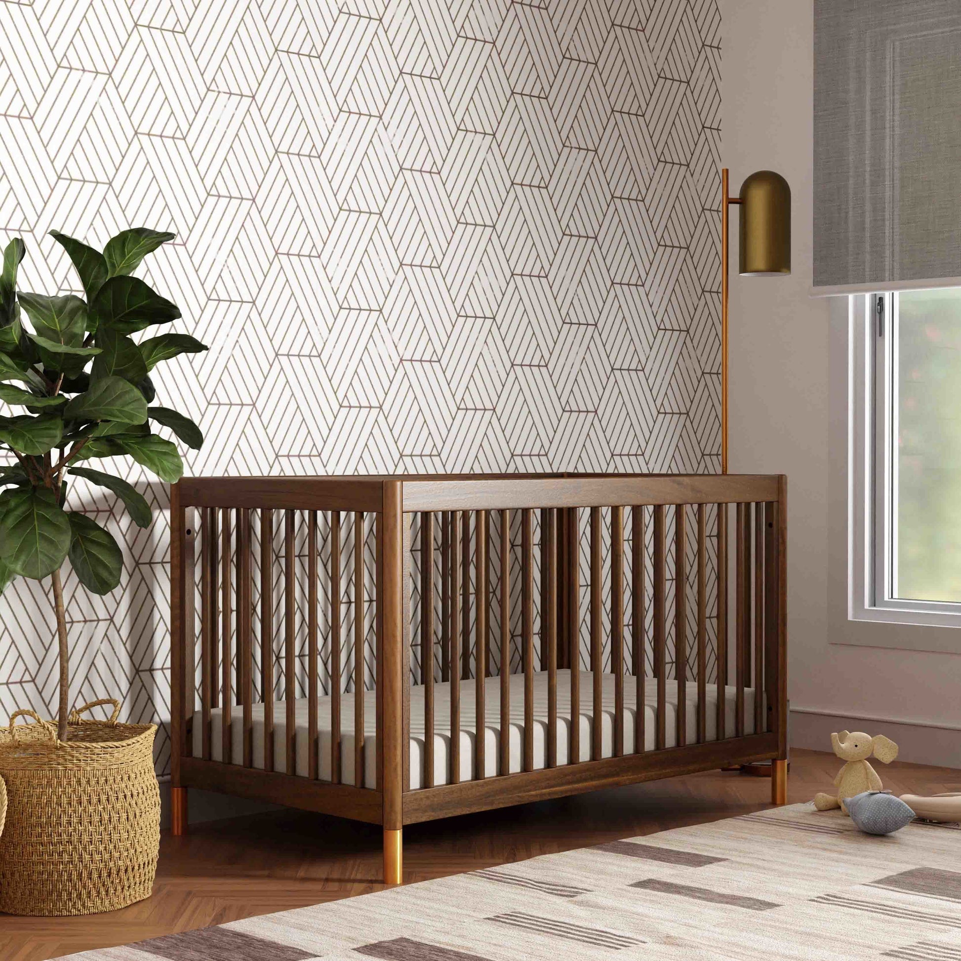 M12901NLGLD,Gelato 4-in-1 Convertible Crib w/Toddler Conversion Kit in Natural Walnut Gold Ft
