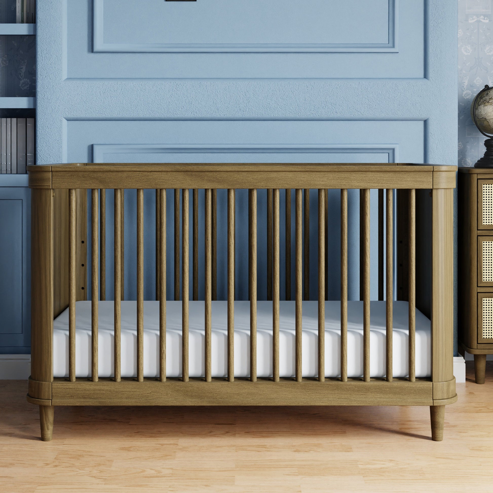 M23701NLBC,Marin with Cane 3-in-1 Convertible Crib in Natural Walnut and Blonde Cane