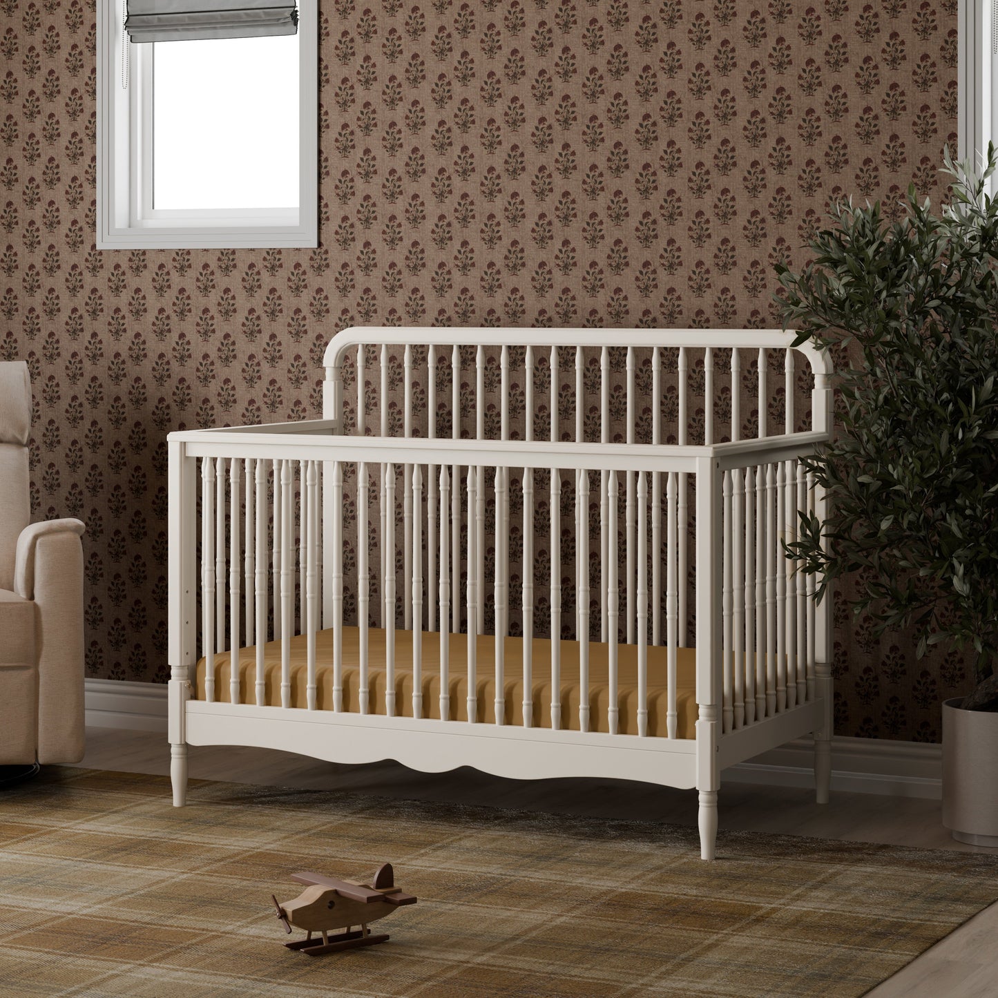 M7141RW,Liberty 4-in-1 Convertible Spindle Crib in Warm White