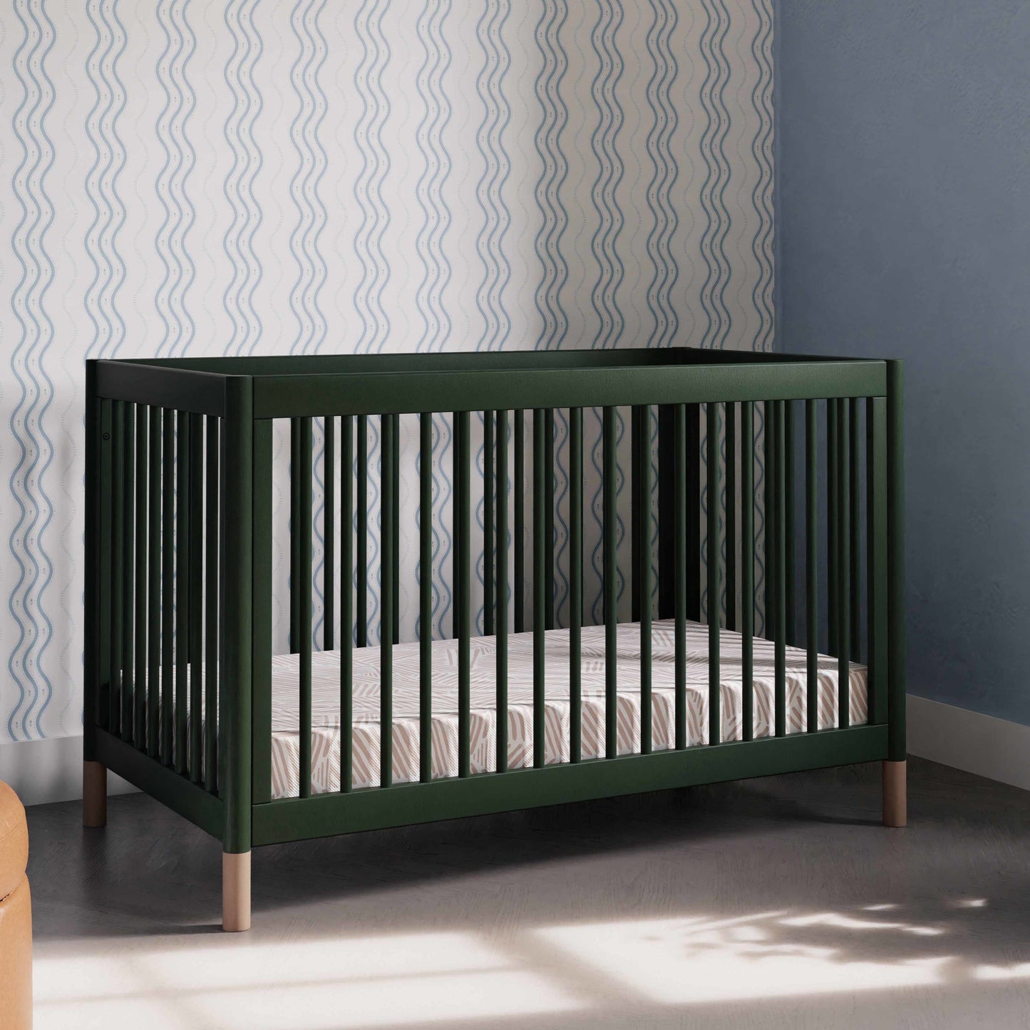 M12901FRGRBE,Gelato 4-in-1 Convertible Crib w/Toddler Bed Kit in Forest Green/Blonde Feet