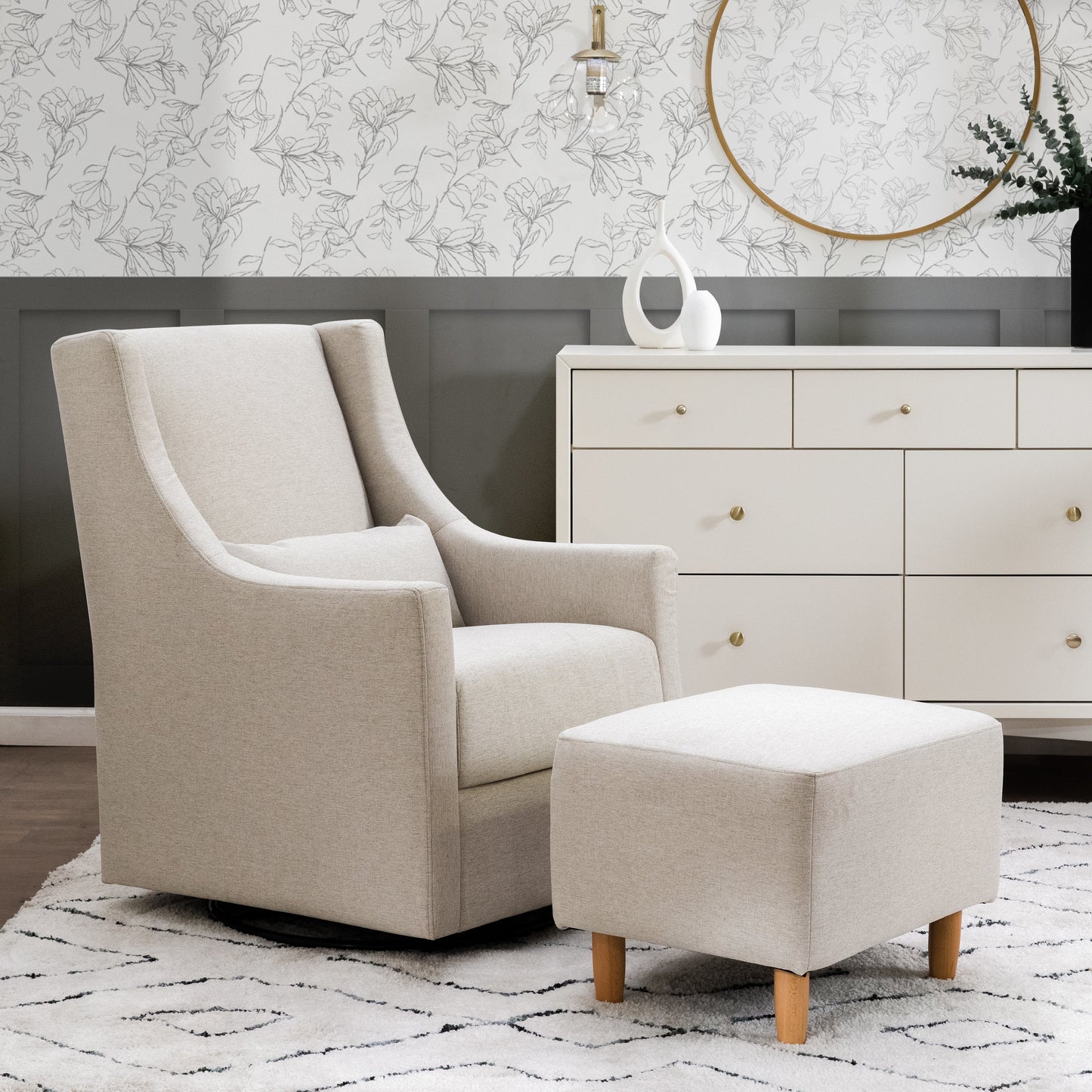 M11287PBEW,Toco Swivel Glider and Ottoman in Performance Beach Eco-Weave