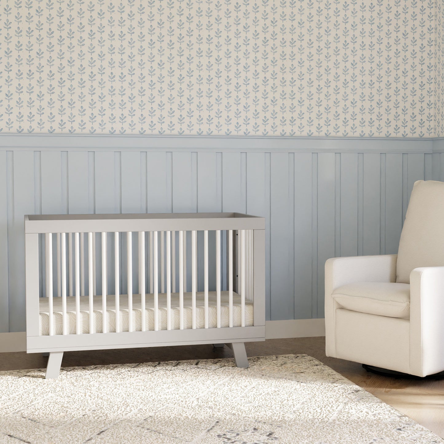 M4201GW,Hudson 3-in-1 Convertible Crib w/Toddler Bed Conversion Kit in Grey/White