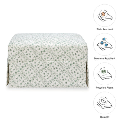 M21785GLT,Sarah Flint x Namesake Crawford Gliding Ottoman in Green Lattice Performance Eco-Weave