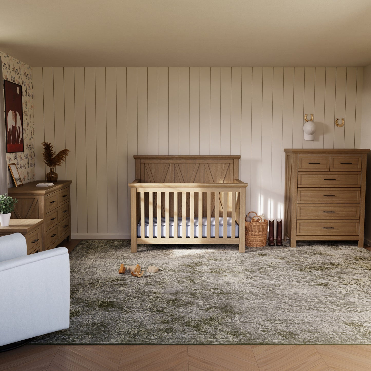 B14501DF,Emory Farmhouse 4-in-1 Convertible Crib in Driftwood