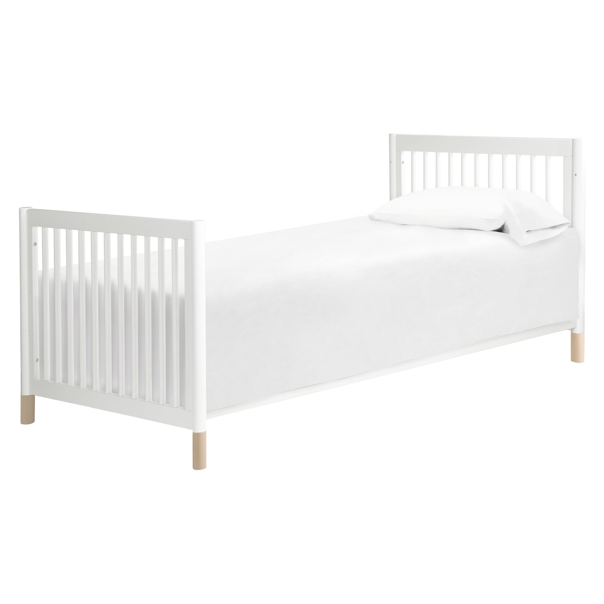 M12998WNX,Gelato 4-in-1 Convertible Mini Crib and Twin bed in White Finish w/Washed Natural Feet