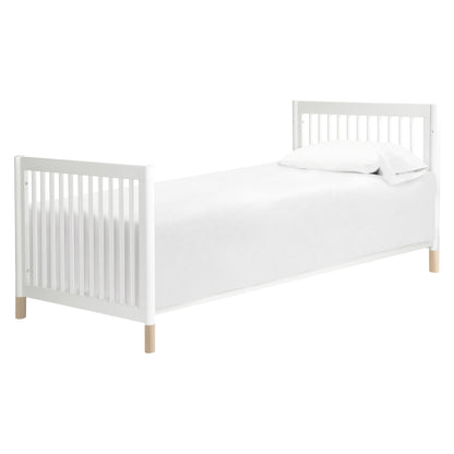 M12998WNX,Gelato 4-in-1 Convertible Mini Crib and Twin bed in White Finish w/Washed Natural Feet