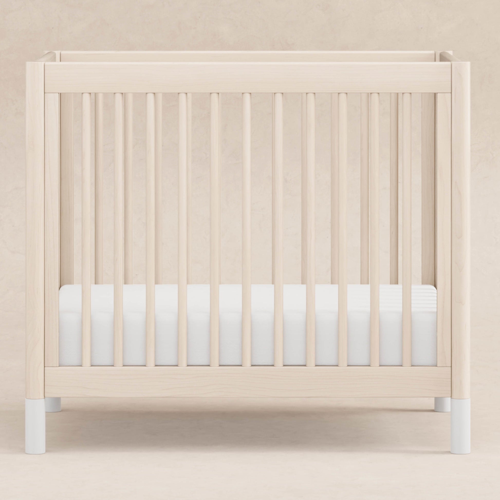 M12998NXW,Gelato 4-in-1 Convertible Mini Crib and Twin bed in Washed Natural Finish w/White Feet