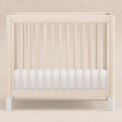 M12998NXW,Gelato 4-in-1 Convertible Mini Crib and Twin bed in Washed Natural Finish w/White Feet